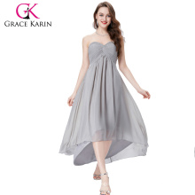 Grace Karin nouvelle mode en mousseline de soie bretelles courtes à l'avant longue robe de soirée en gros CL6216